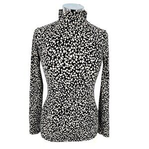 & Other Stories High Neck Long Sleeve Printed Shirt Black White Size Small